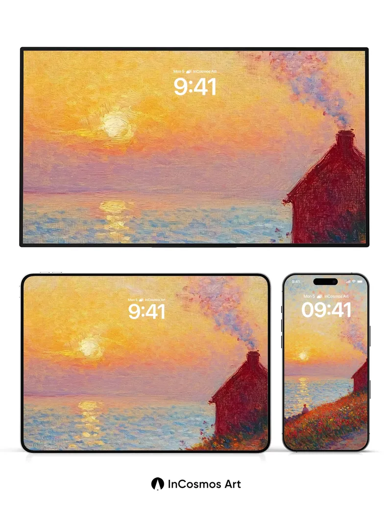 Golden Hush Wallpaper with Smoke-Trail Horizon