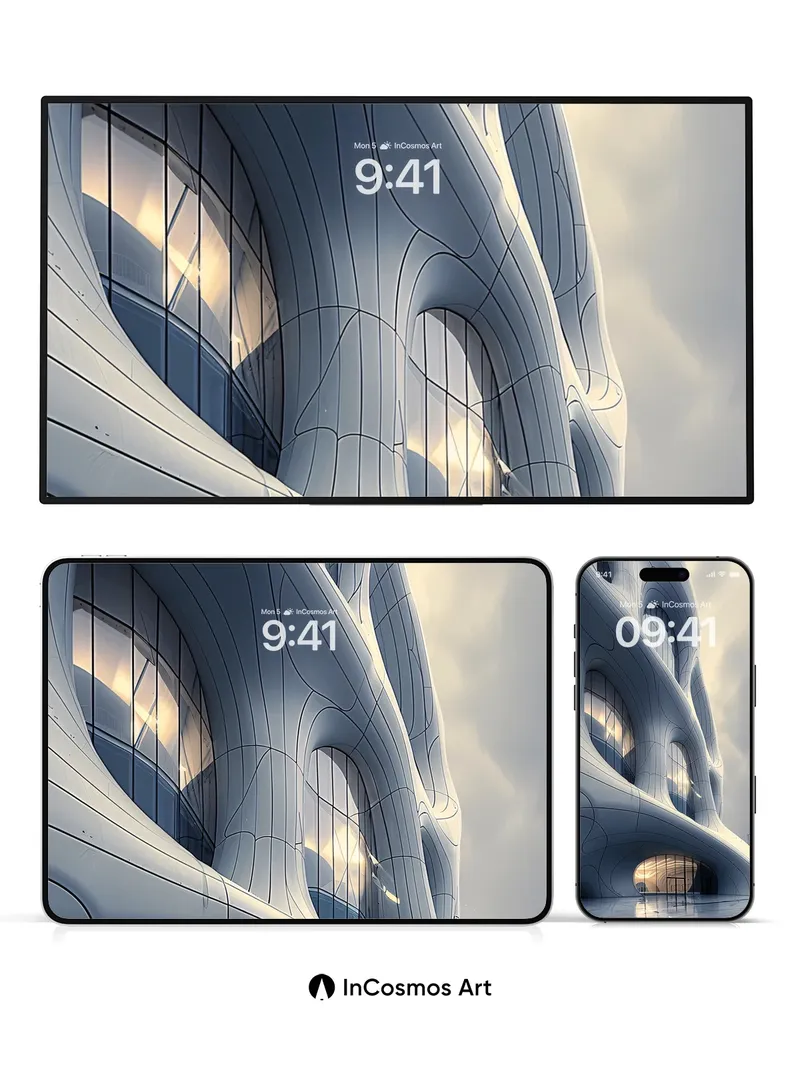 Futurist Wave Wallpaper with Liquid Light