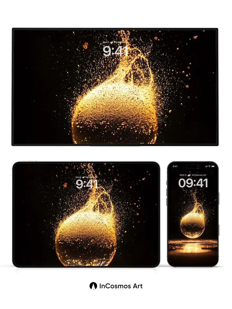 Golden Ember Wallpaper with Floating Light