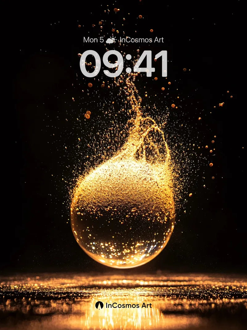 Golden Ember Wallpaper with Floating Light