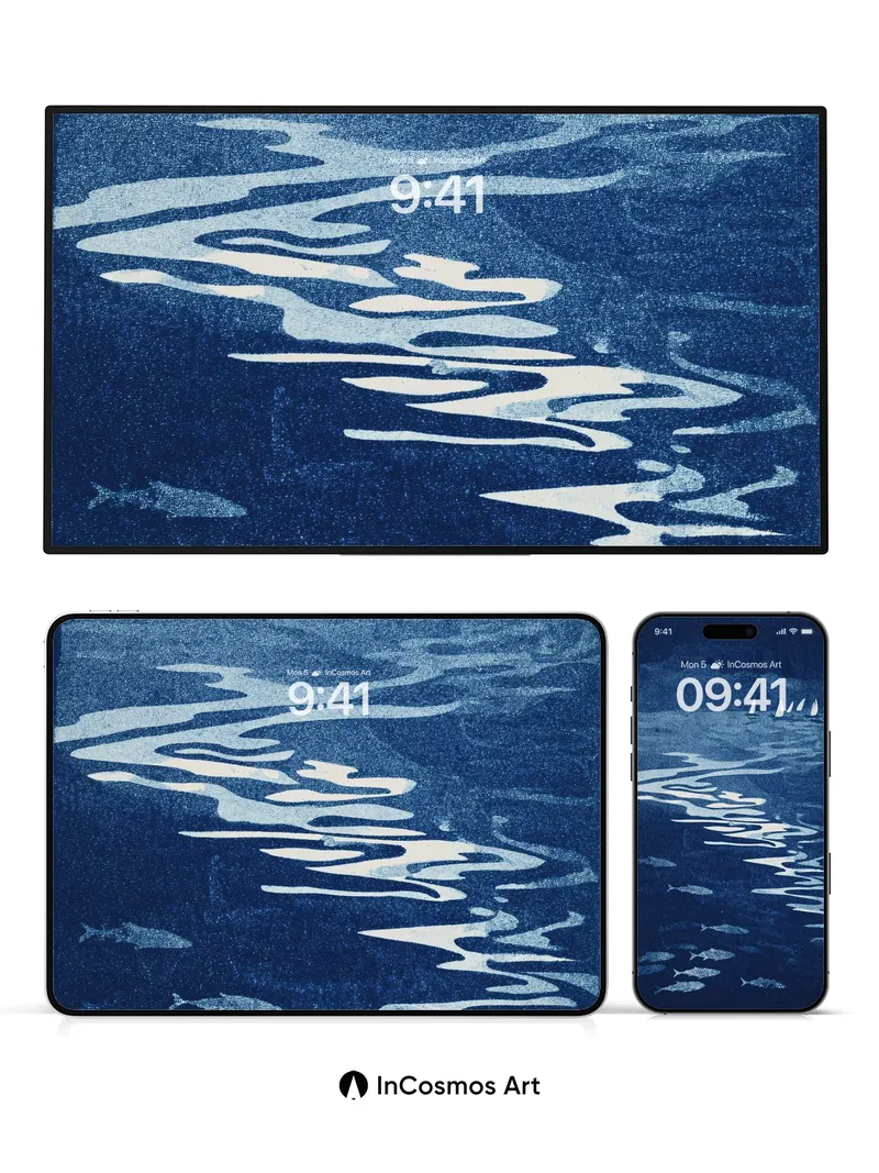 Deep Blue Current Wallpaper with Whispering Sailboats