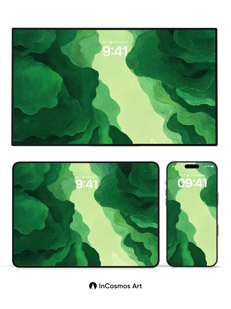 Emerald Veil Wallpaper with Whispering Depths