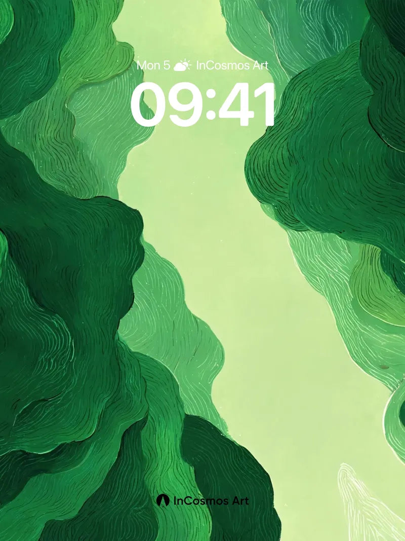 Emerald Veil Wallpaper with Whispering Depths