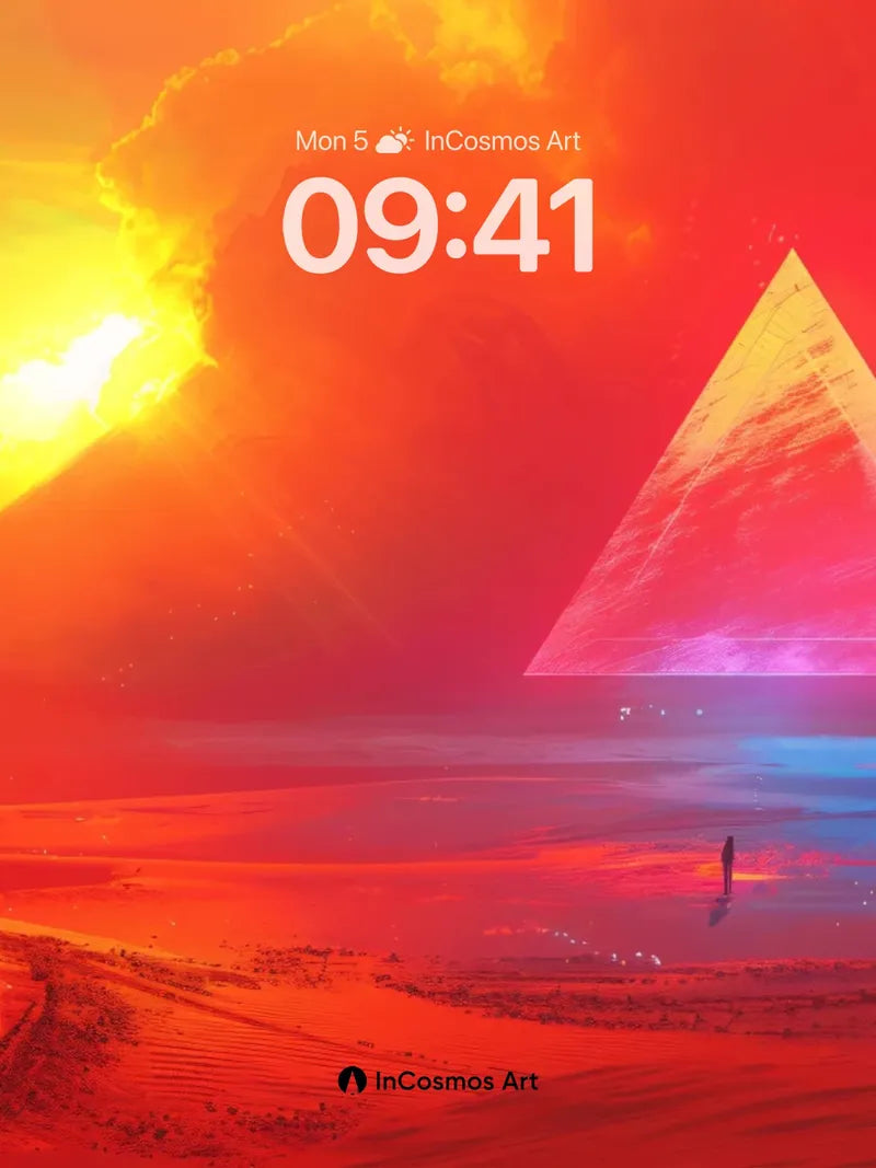 Neon Mirage Wallpaper with Glowing Pyramid