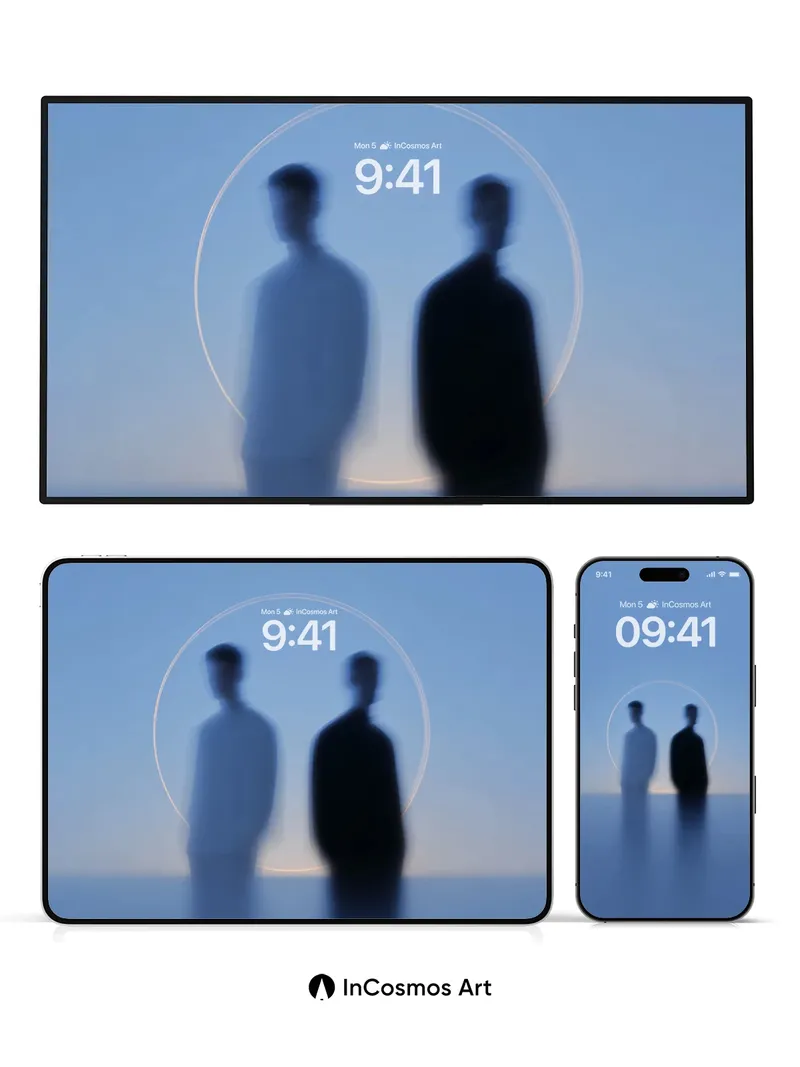 Echoing Silhouettes Wallpaper with Lunar Halo