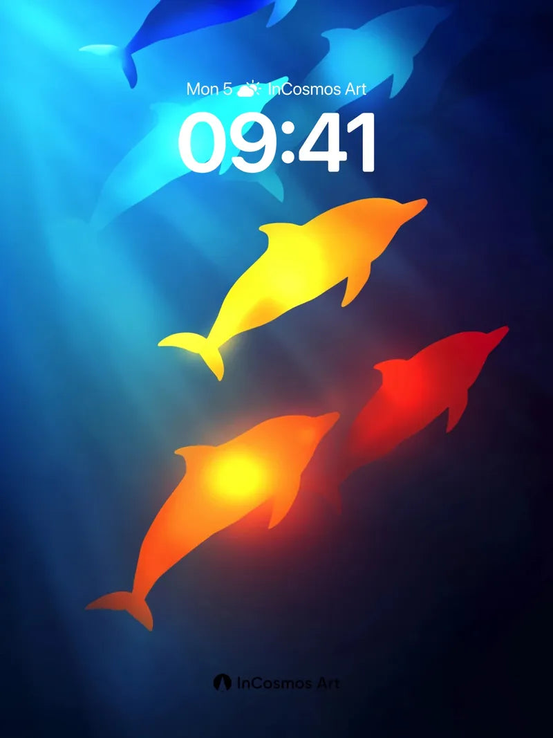 Luminous Abyss Wallpaper with Radiant Dolphins
