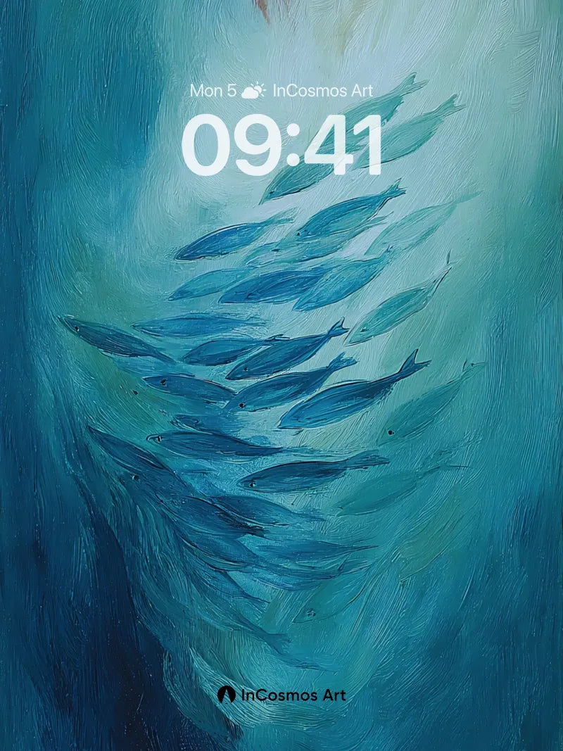 Serenity Swarm Wallpaper with Oceanic Flow