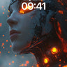 Futuristic Ember Wallpaper with Glowing Circuitry wallpaper for iPhone, iPad & Mac