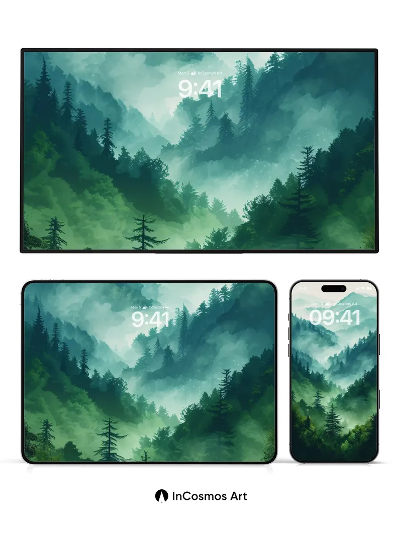 Mist-Weaved Forest Wallpaper with Ethereal Depths