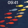 Gradient School of Fish Deep Blue Wallpaper
