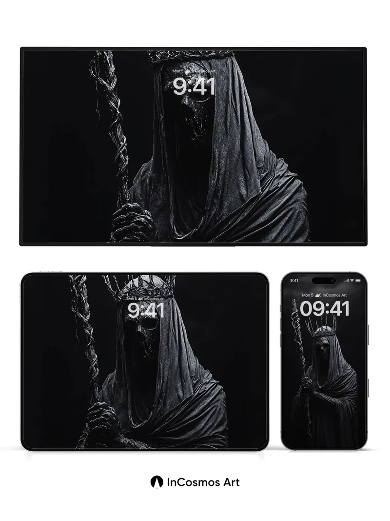 Shadow Crown Wallpaper with Twisted Staff