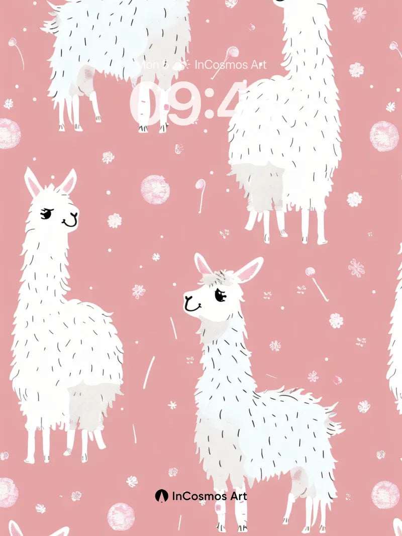 Whimsical Llama Wallpaper with Snowflake Whispers wallpaper for iPhone, iPad & Mac