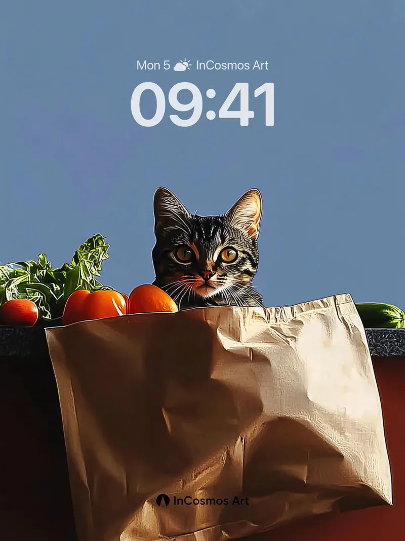 Curious Gaze Wallpaper with Paper Bag Surprise wallpaper for iPhone, iPad & Mac