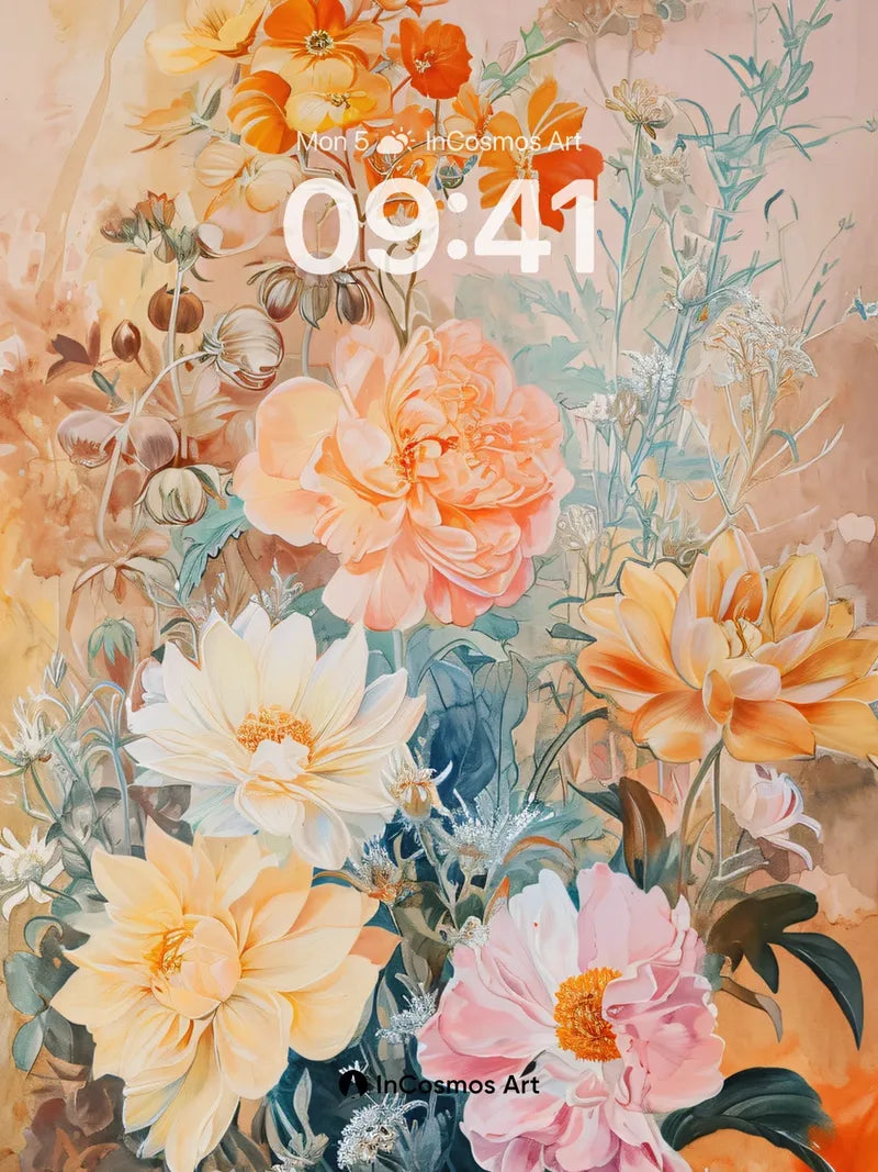 Golden Hush Floral Wallpaper with Whispering Petals