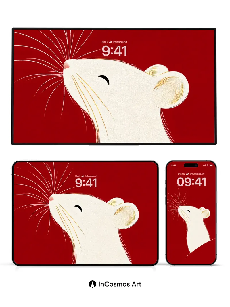 Whispering Rat Wallpaper with Velvet Red Depth