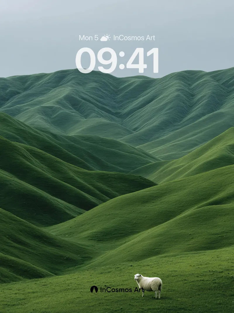 Serenity Ridge Wallpaper with Solitary Sheep wallpaper for iPhone, iPad & Mac
