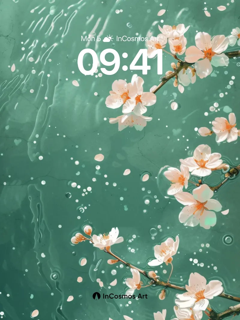 Serene Cherry Drift Wallpaper with Floating Petals wallpaper for iPhone, iPad & Mac