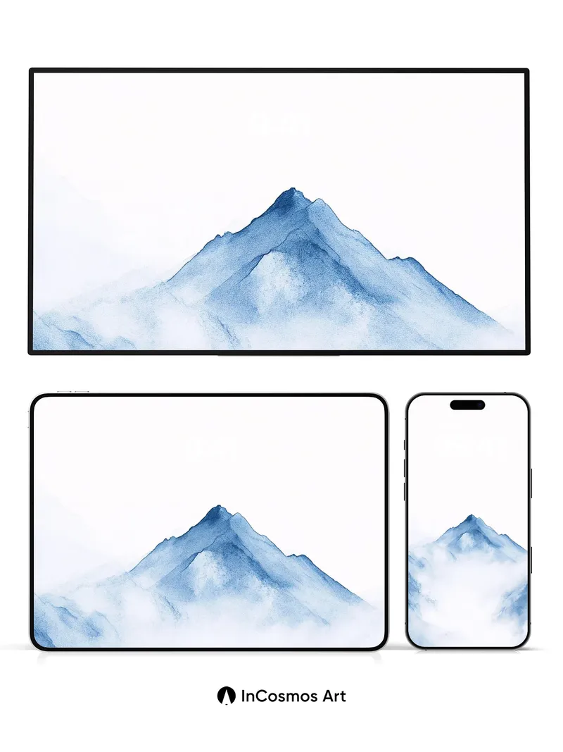 Serene Peak Wallpaper with Cloud Veil