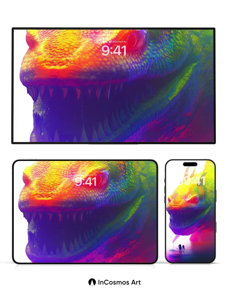 Neon Leviathan Wallpaper with Cosmic Scale