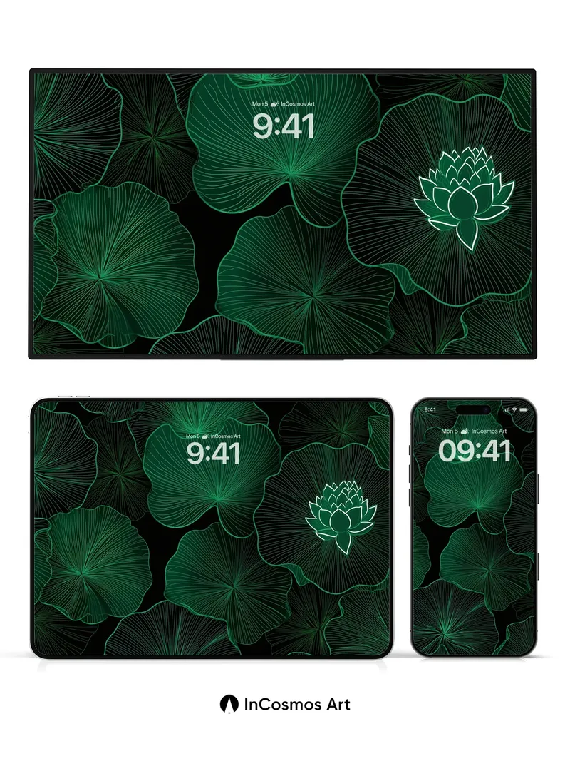 Luminous Lotus Wallpaper with Neon Veins