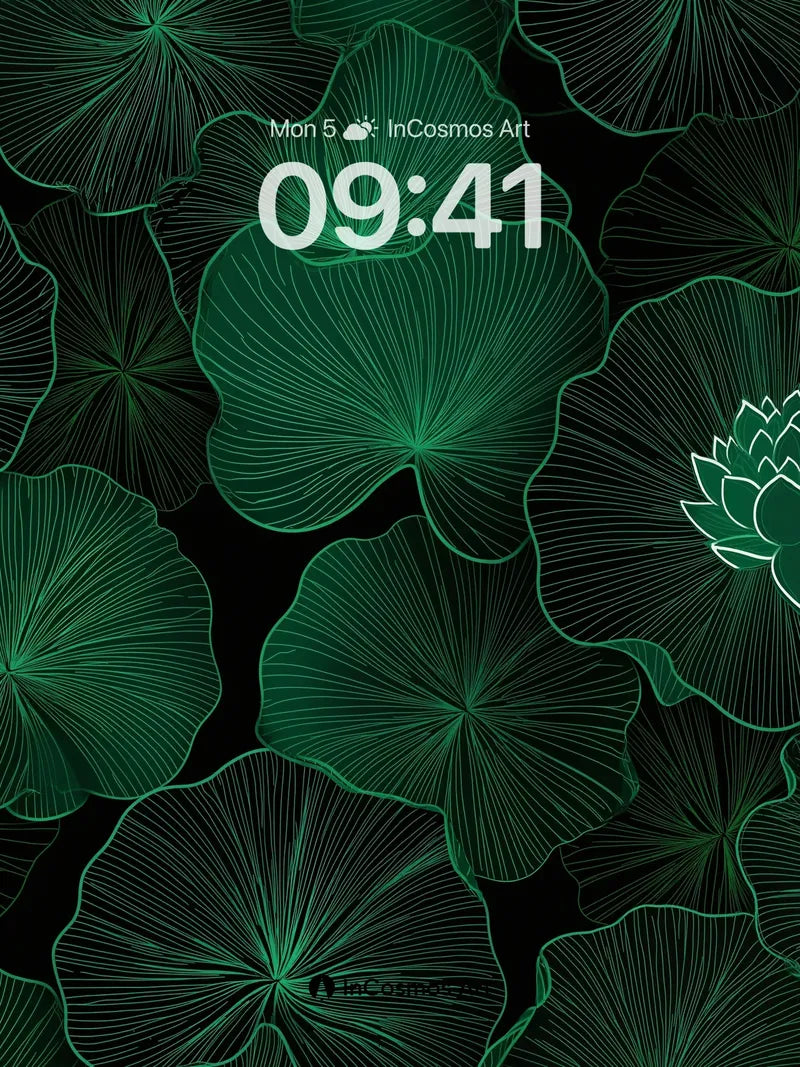 Luminous Lotus Wallpaper with Neon Veins