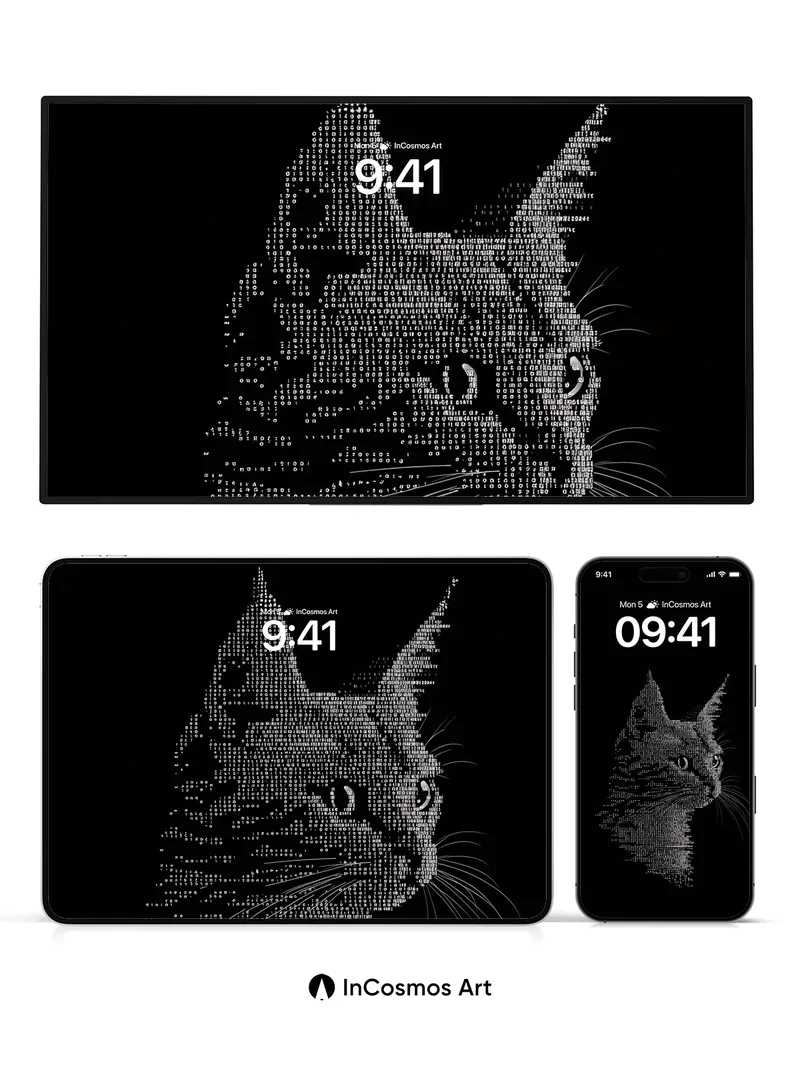 Pixel Whisper Wallpaper with Digital Fur