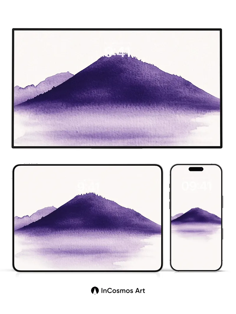 Mist Veil Wallpaper with Purple Peaks