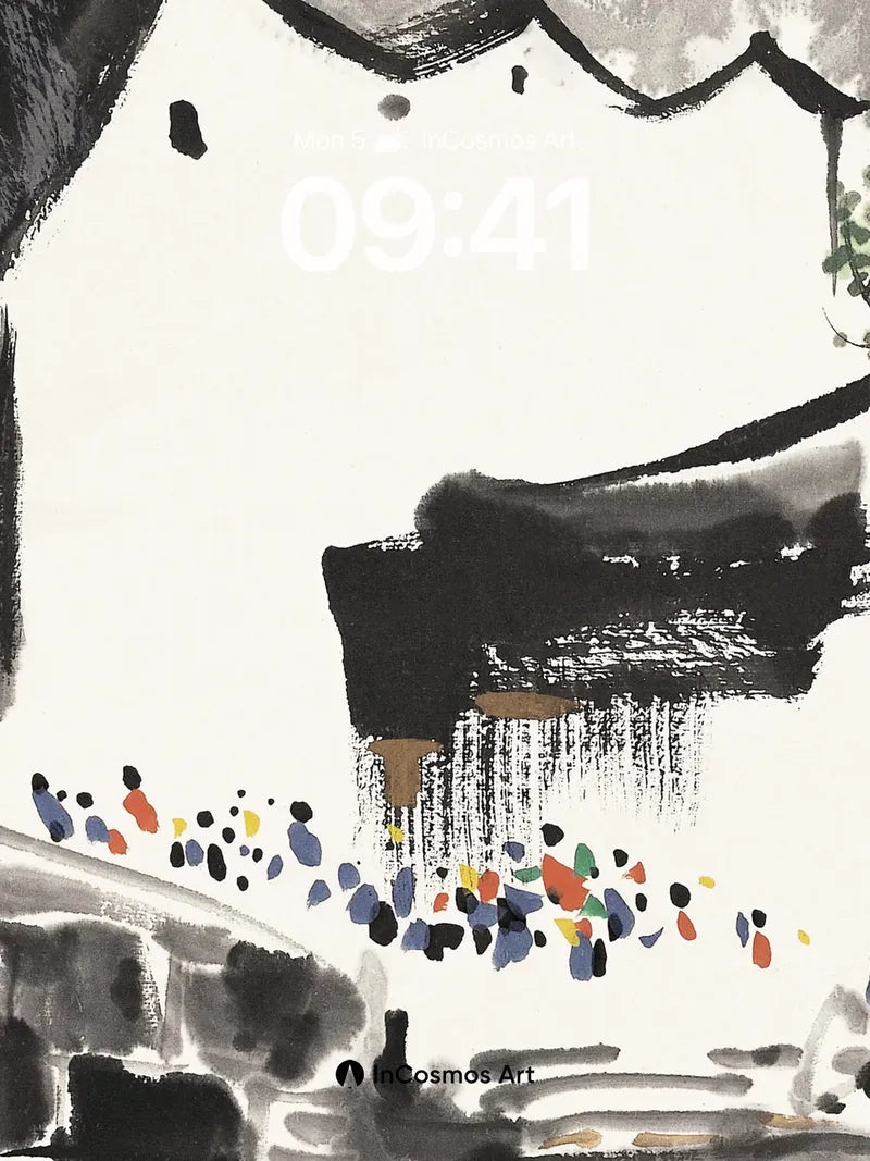 Ink Mirage Wallpaper with Floating Color Dots