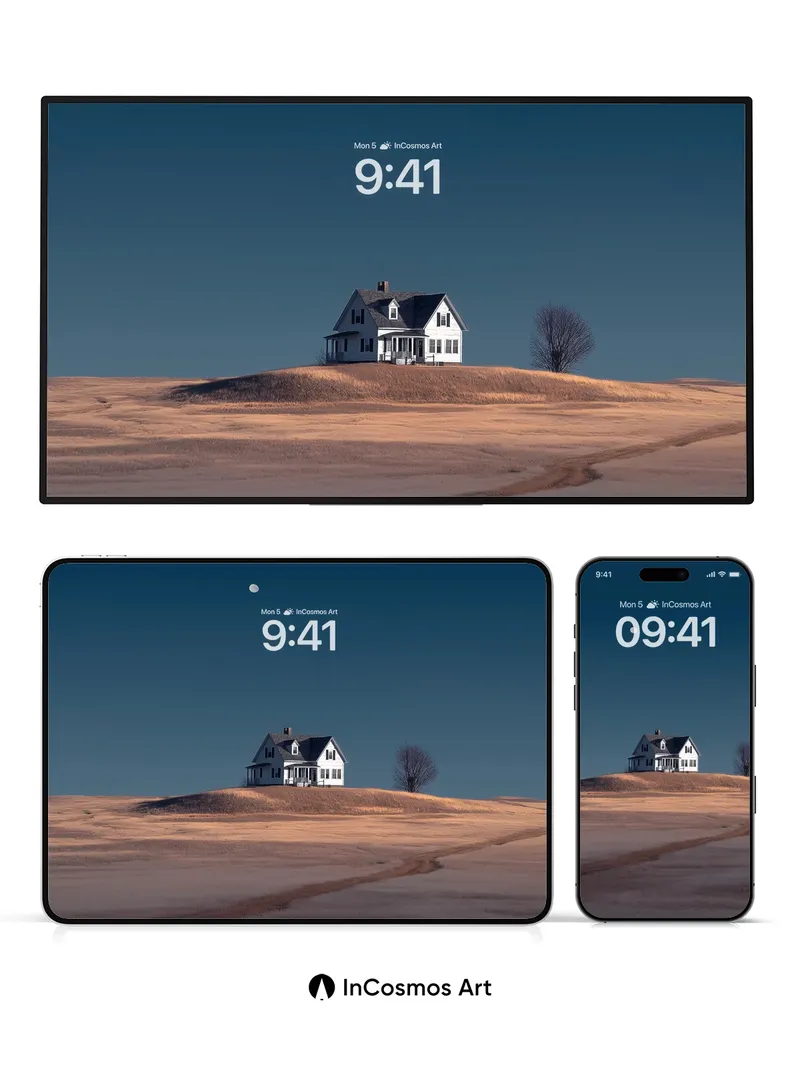 Solitary Moonlight Wallpaper with Hollow Hills