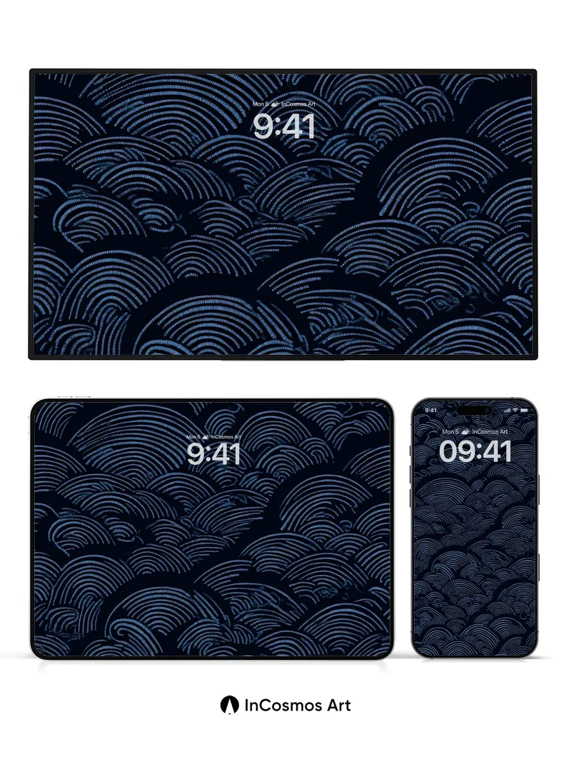 Midnight Wave Wallpaper with Hokusai Echoes