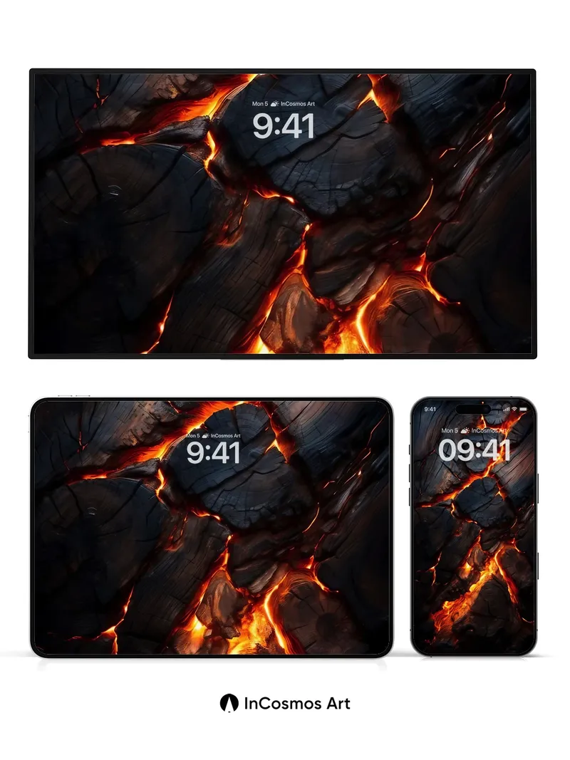 Fiery Fracture Wallpaper with Molten Veins