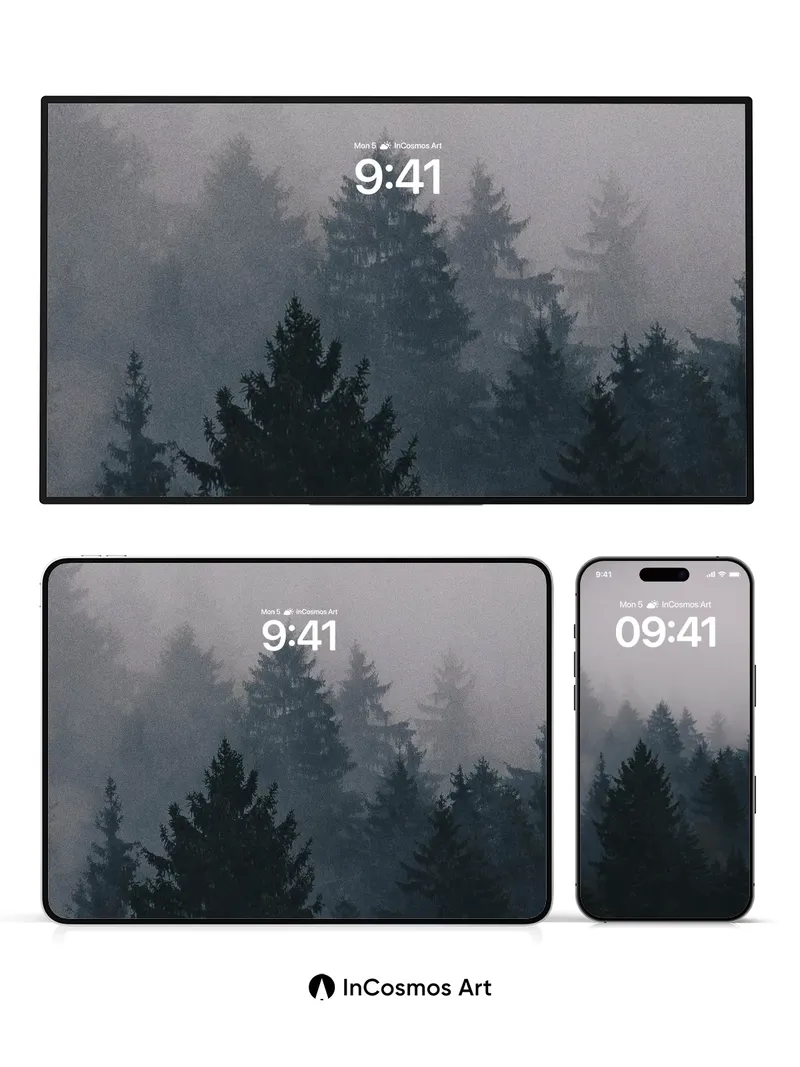 Silent Forest Wallpaper with Whispering Pines