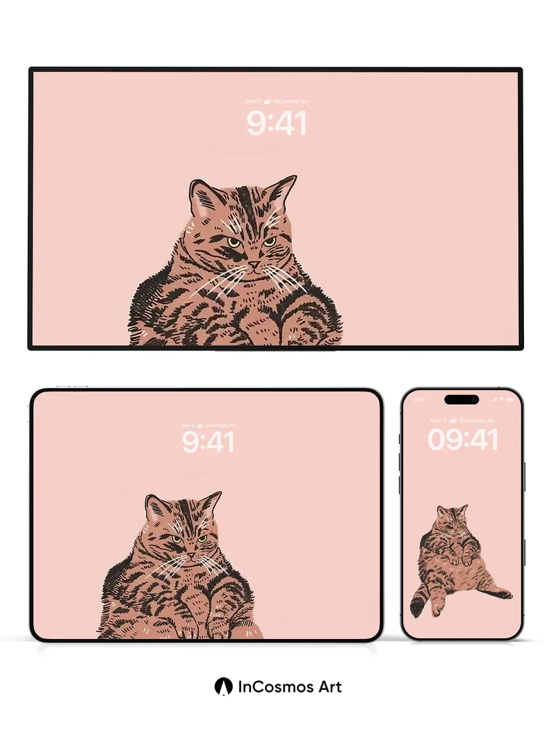 Calm Tabby Wallpaper with Whiskered Stillness