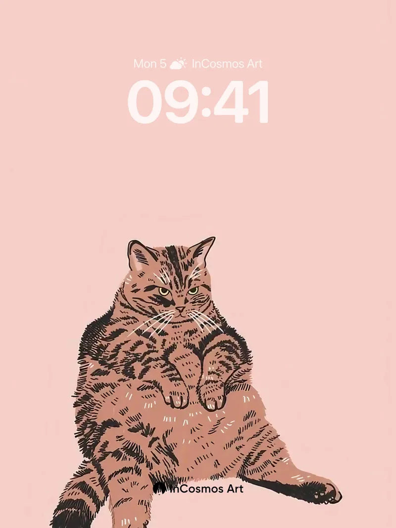 Calm Tabby Wallpaper with Whiskered Stillness