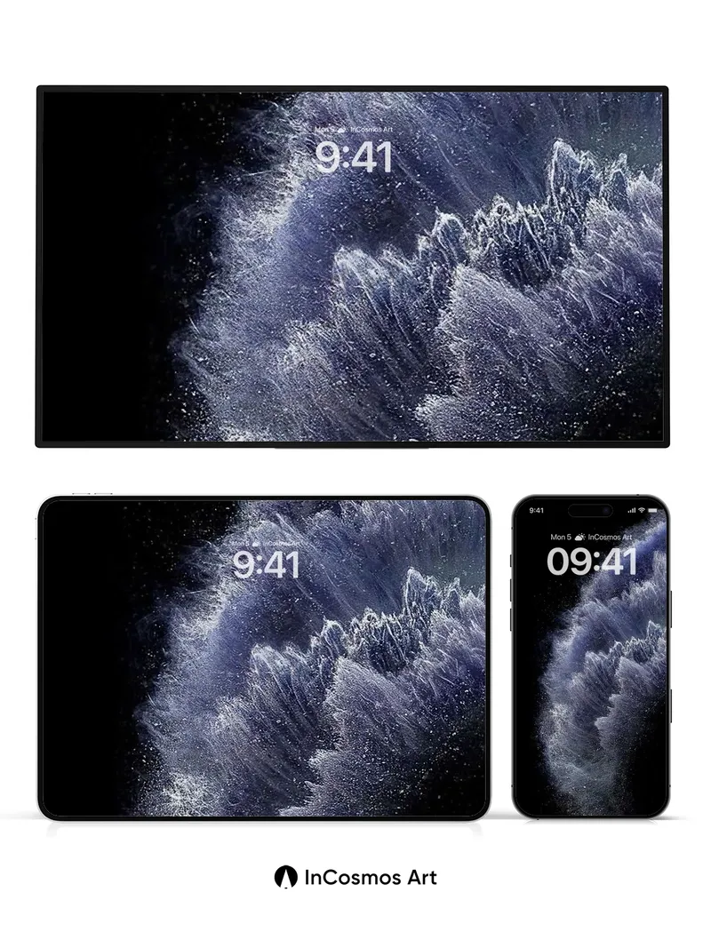 Cosmic Frost Wallpaper with Starlit Veins