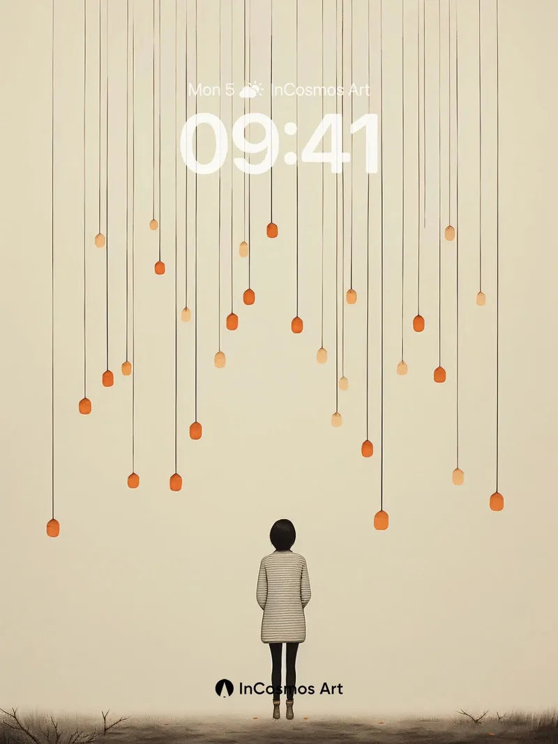 Suspended Light Wallpaper with Floating Orbs