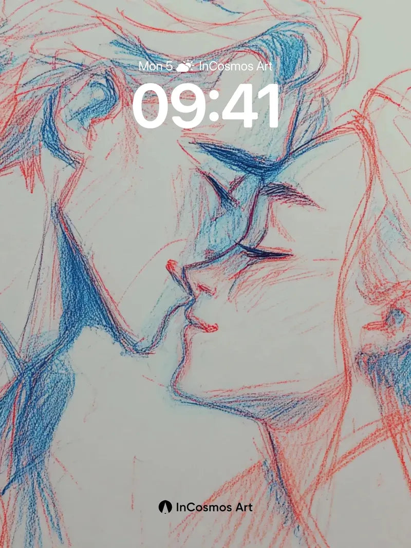 Whispering Lines Wallpaper with Dual-Hued Embrace