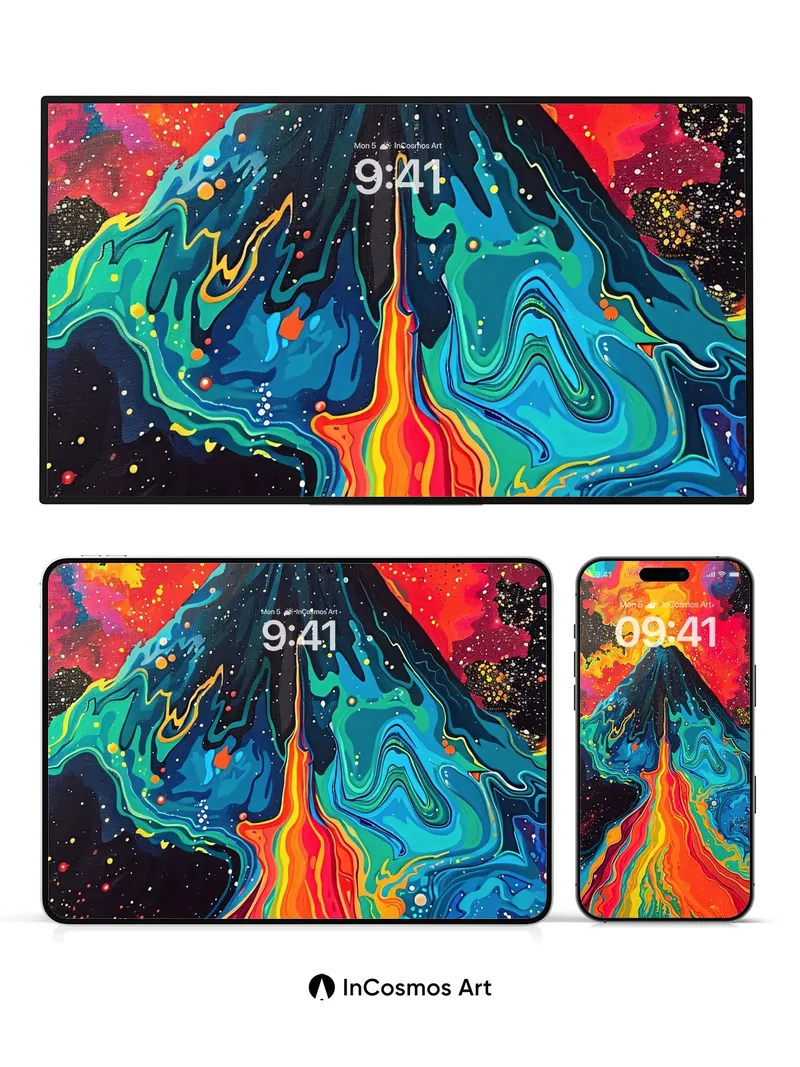 Cosmic Eruption Wallpaper with Lava Rivers