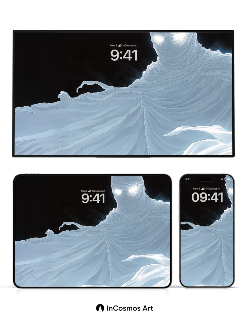 Ethereal Veil Wallpaper with Glowing Eyes