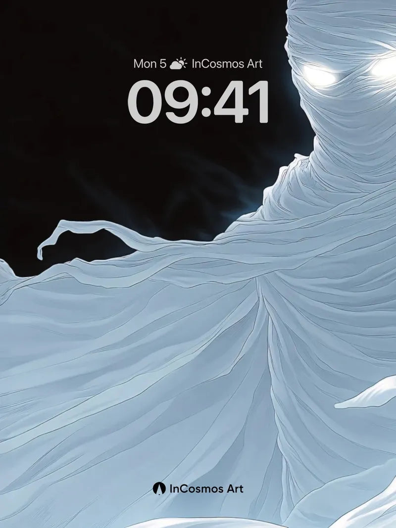 Ethereal Veil Wallpaper with Glowing Eyes