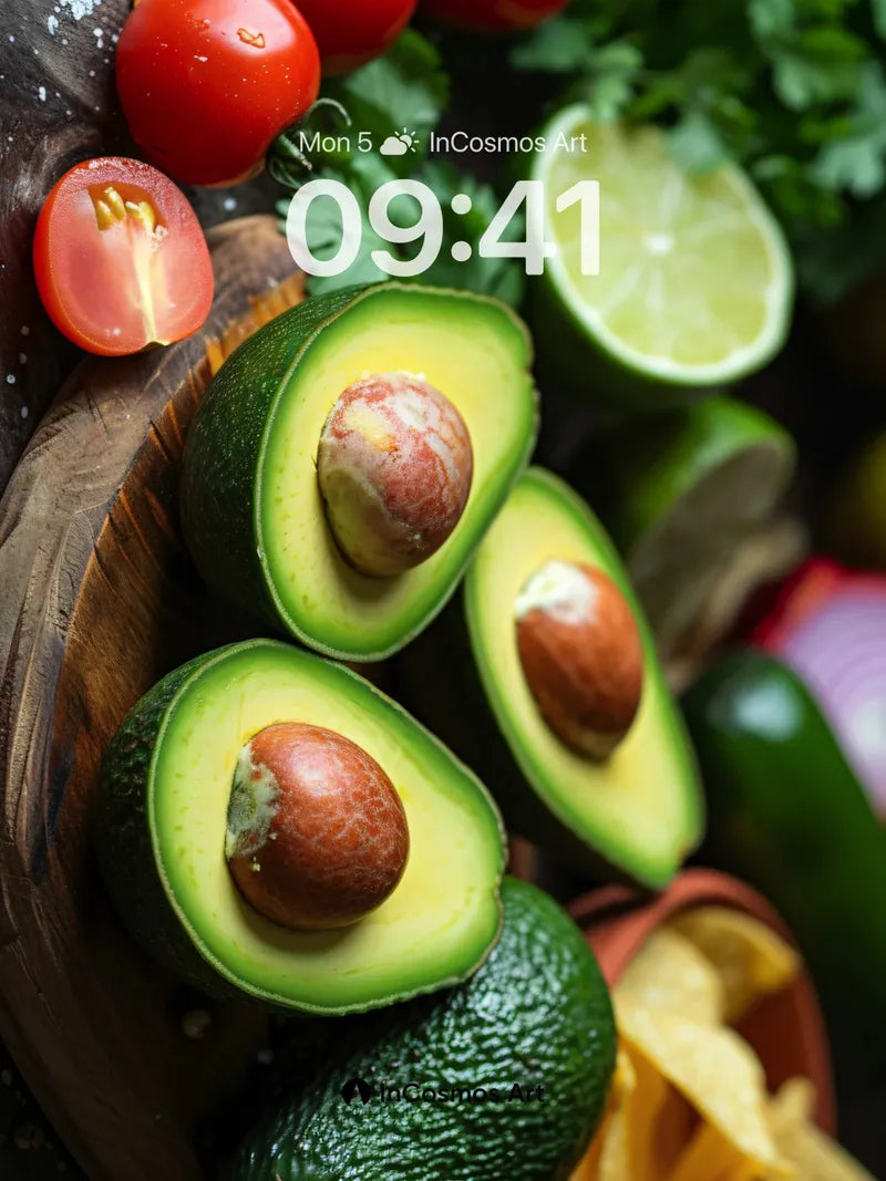 Sunlit Harvest Wallpaper with Avocado Embrace