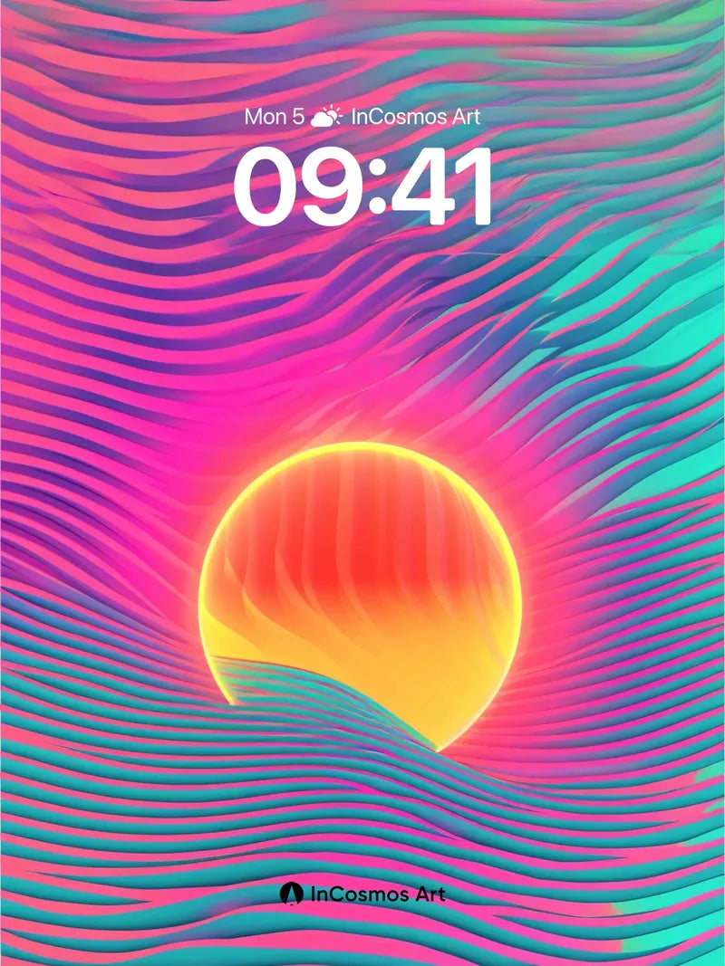 Neon Horizon Wallpaper with Wavy Light Fields