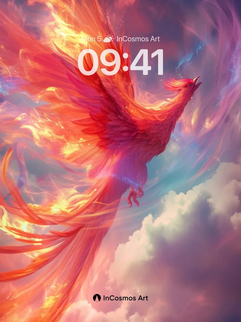 Phoenix Flame Wallpaper with Ethereal Wings wallpaper for iPhone, iPad & Mac