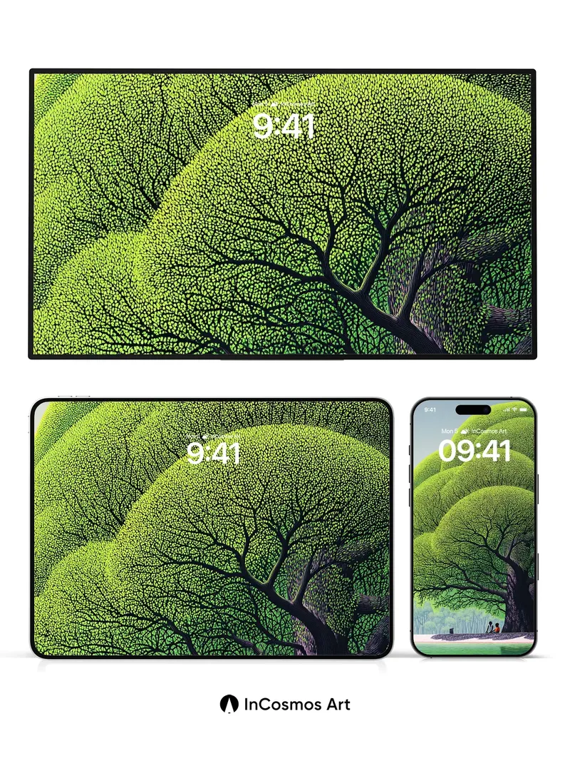 Serenity Canopy Wallpaper with Whispering Leaves