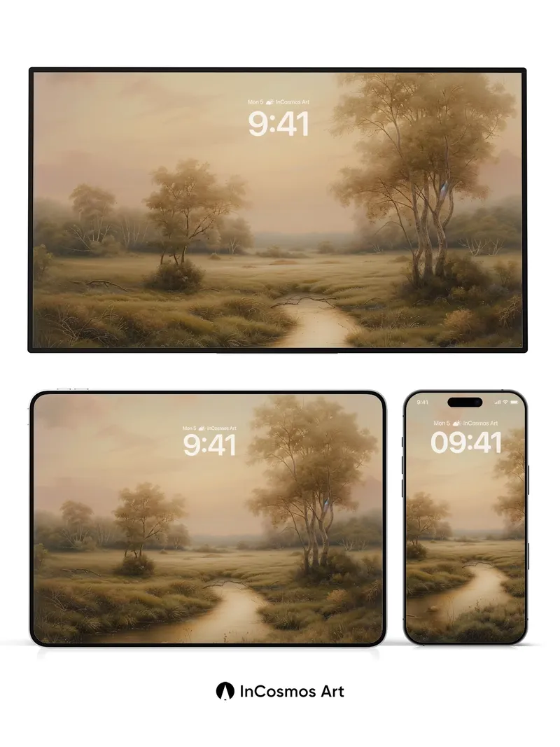 Golden Hush Wallpaper with Whispering Trees