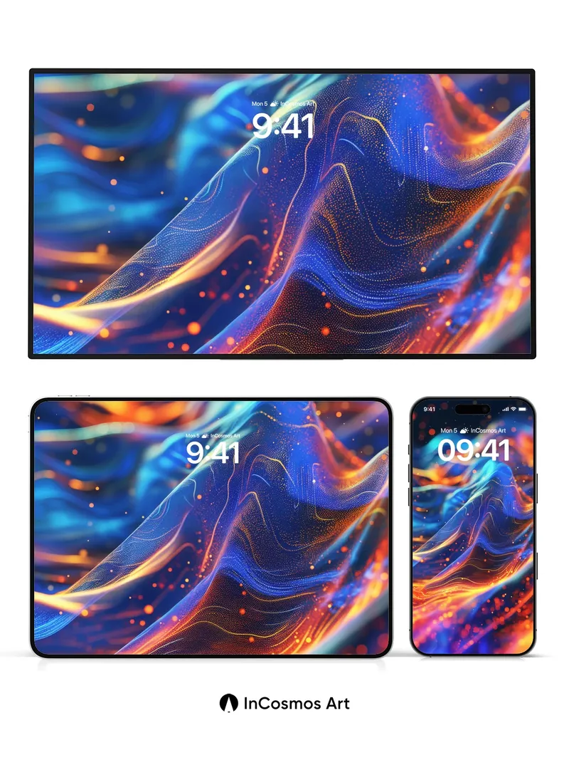 Luminous Wave Wallpaper with Cosmic Threads