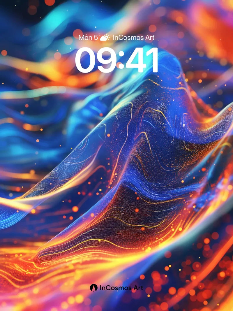 Luminous Wave Wallpaper with Cosmic Threads