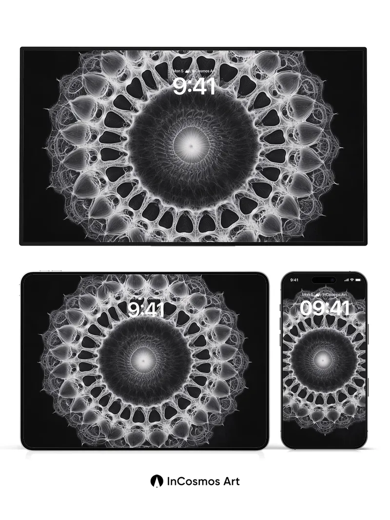 Luminous Fractal Wallpaper with Ethereal Spiral