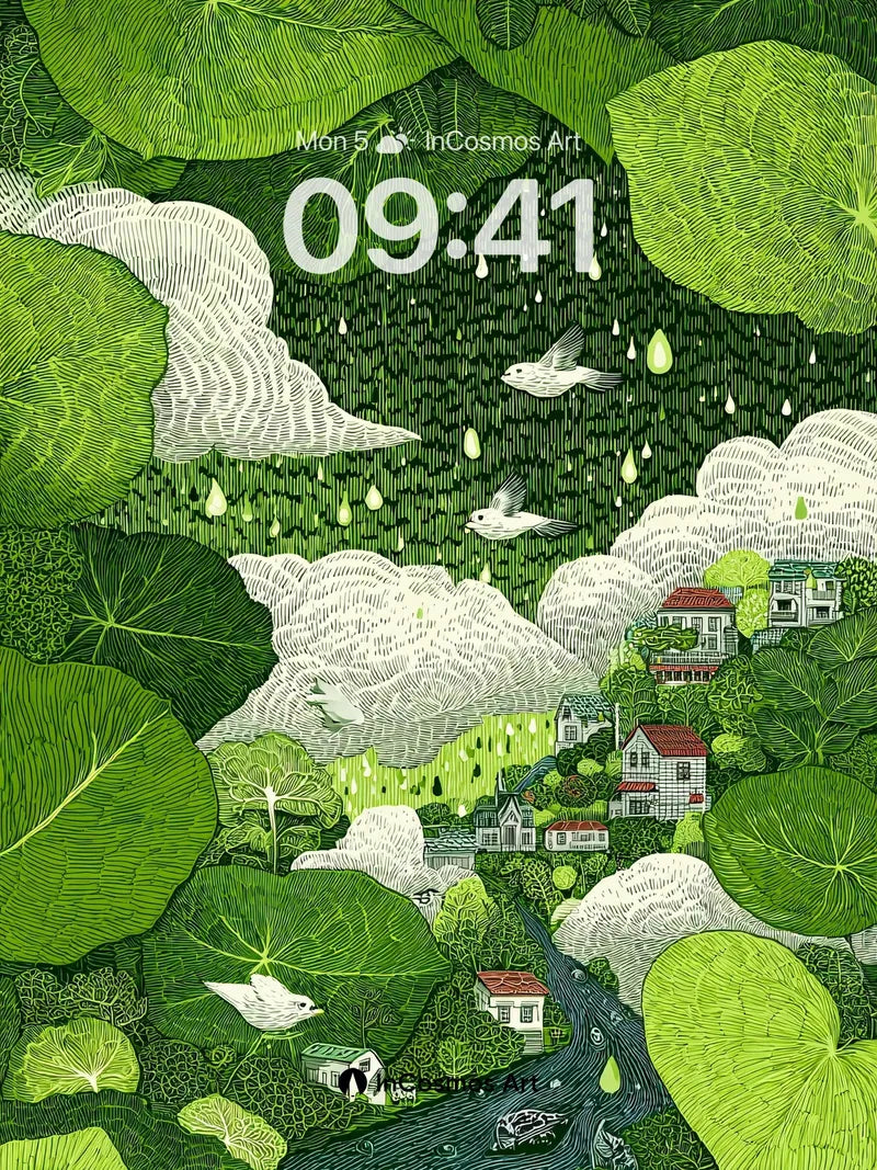Whispering Canopy Wallpaper with Floating Villages wallpaper for iPhone, iPad & Mac