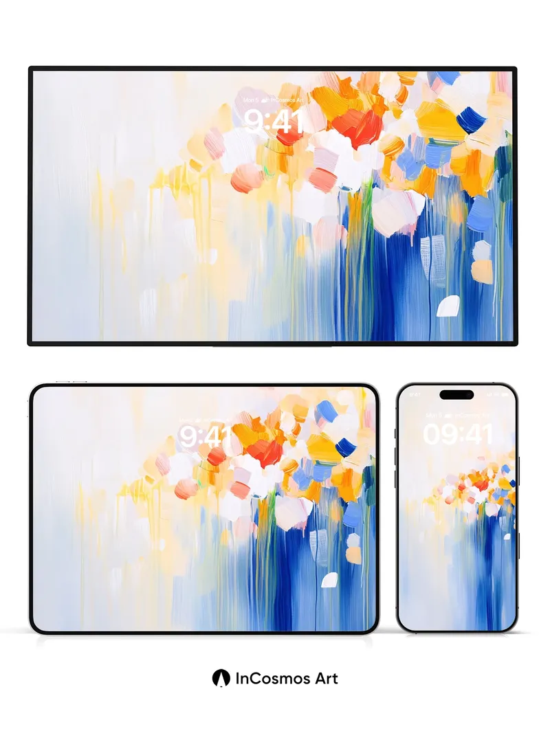 Whispering Bloom Wallpaper with Dripping Color